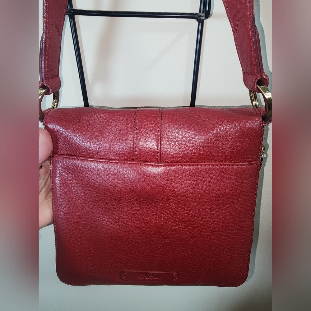 Cole Haan Red Leather Gold Hardware Crossbody Purse - Picture 11 of 15